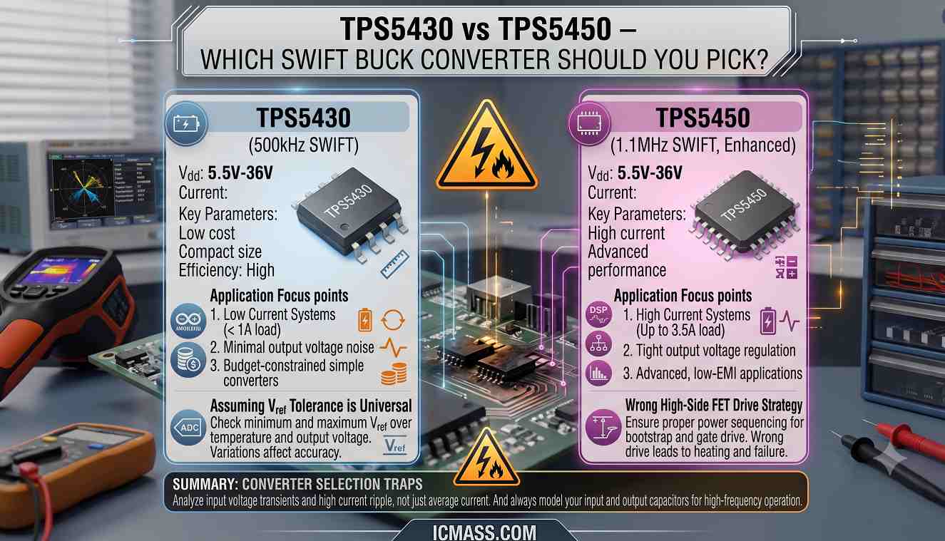 TPS5430 vs TPS5450 — Which SWIFT Buck Converter Should You Pick?