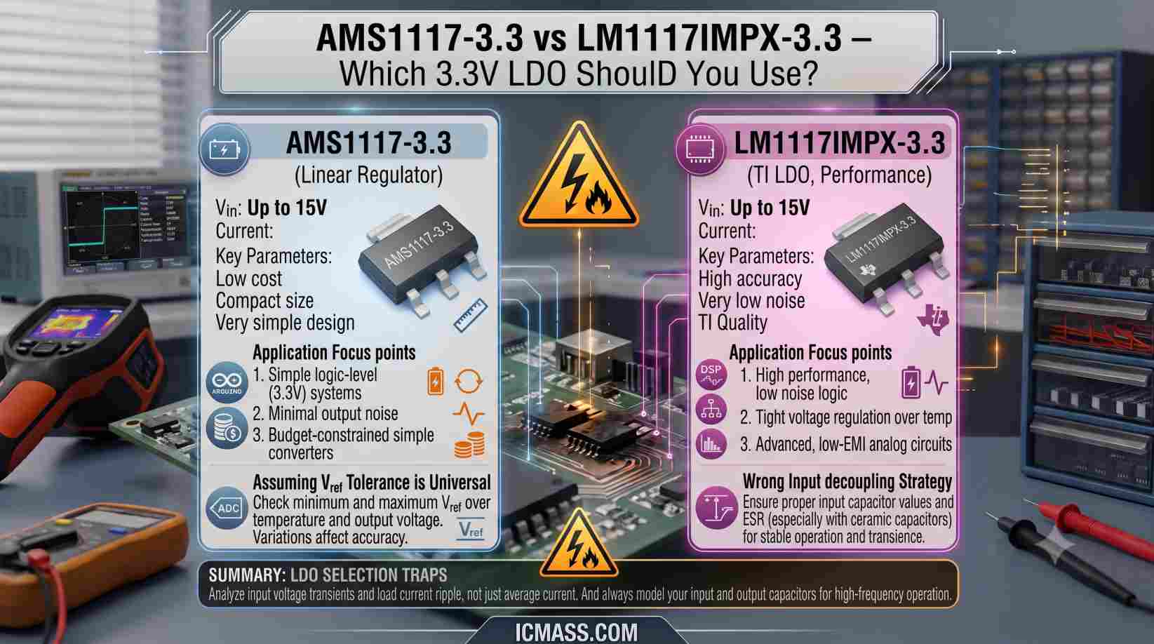 AMS1117-3.3 vs LM1117IMPX-3.3 — Which 3.3V LDO Should You Use?