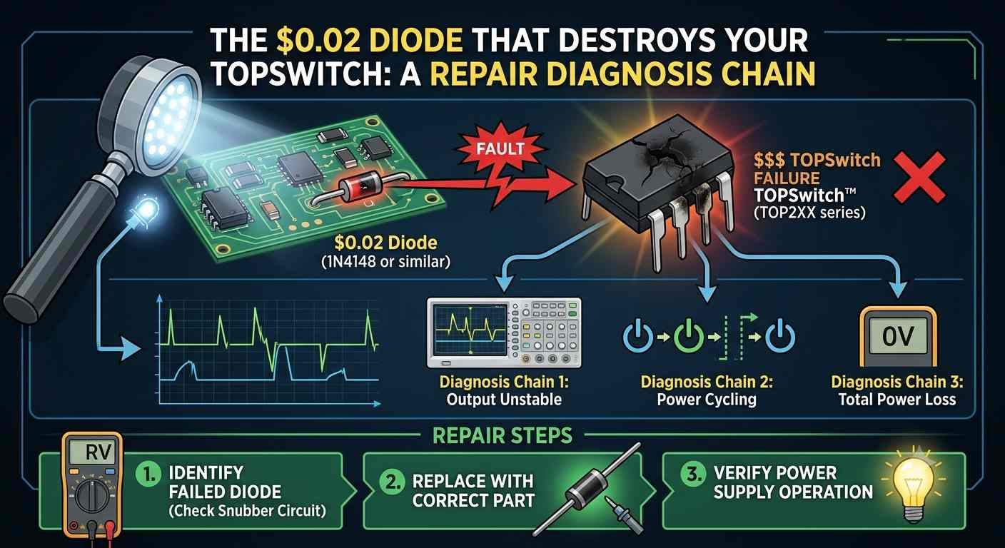The $0.02 Diode That Destroys Your TOPSwitch: A Repair Diagnosis Chain