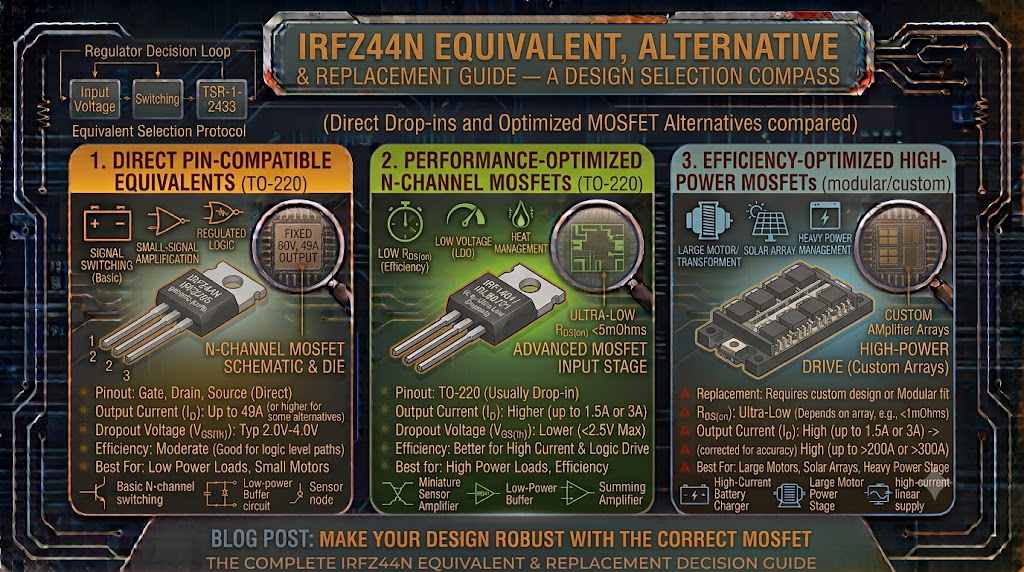 IRFZ44N Equivalent, Alternative & Replacement Guide IRFZ44N Equivalent, Alternative & Replacement Guide