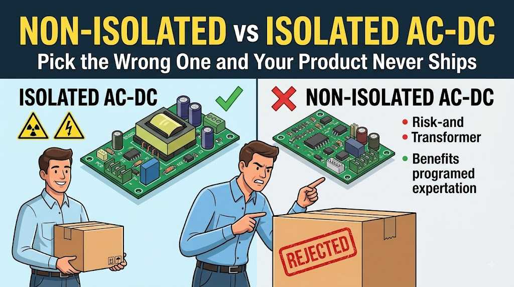 Non-Isolated vs Isolated AC-DC: Pick the Wrong One and Your Product Never Ships Non-Isolated vs Isolated AC-DC: Pick the Wrong One and Your Product Never Ships