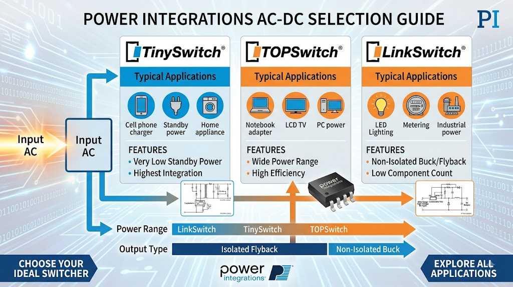 Power Integrations AC-DC Selection Guide: TinySwitch vs TOPSwitch vs LinkSwitch Power Integrations AC-DC Selection Guide: TinySwitch vs TOPSwitch vs LinkSwitch