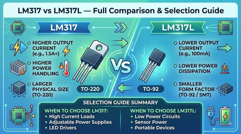 LM317 vs LM317L — Full Comparison & Selection Guide LM317 vs LM317L — Full Comparison & Selection Guide