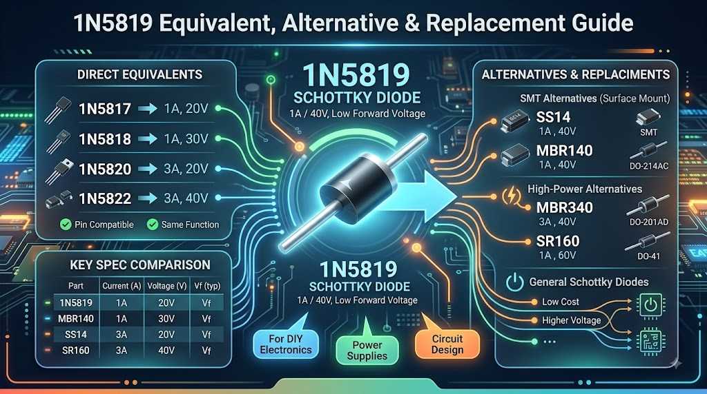 1N5819 Equivalent, Alternative & Replacement Guide 1N5819 Equivalent, Alternative & Replacement Guide