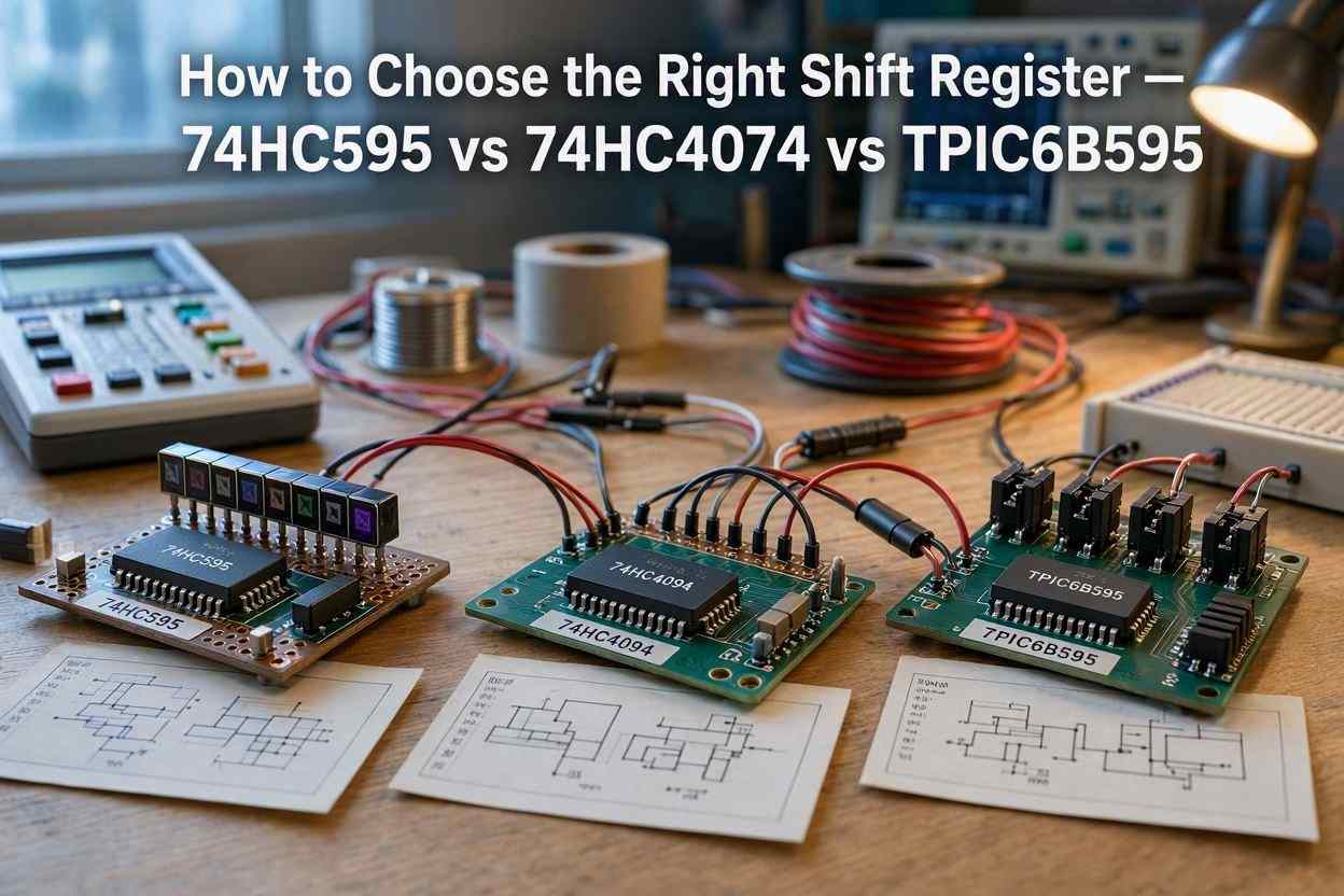 How to Choose the Right Shift Register — 74HC595 vs 74HC4094 vs TPIC6B595 How to Choose the Right Shift Register — 74HC595 vs 74HC4094 vs TPIC6B595