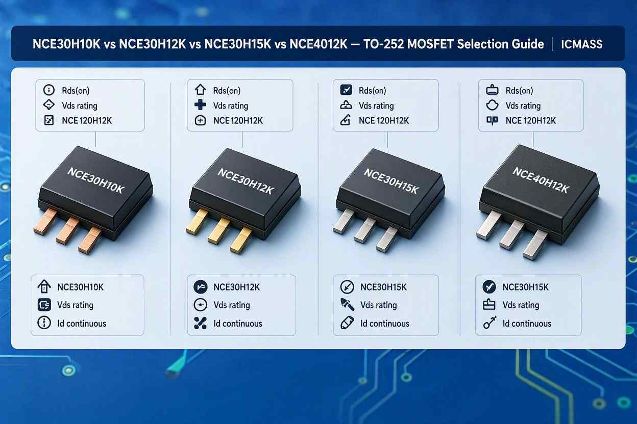 NCE30H10K vs NCE30H12K vs NCE30H15K vs NCE40H12K — TO-252 MOSFET Selection Guide | ICMASS